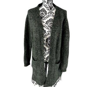 Cocogio Wool Blend Mohair Made in Italy Fringe Green Cardigan NO SIZE TAG